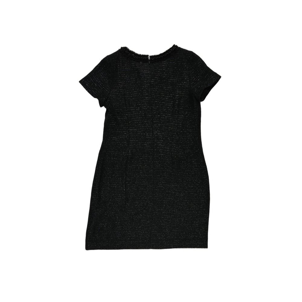 New Talbots Tweed Sheath Dress Women's Size 16P Black Beaded Metallic Sleeve - Picture 3 of 7